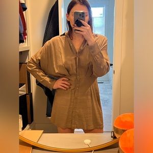 Abercrombie & Fitch Linen Shirt Dress - Brown